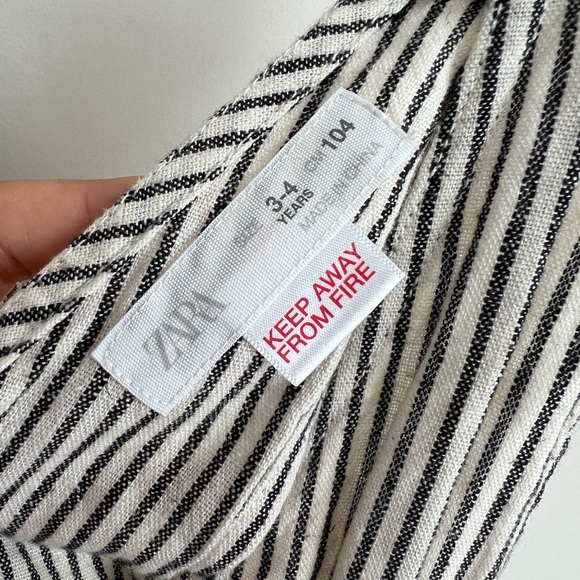 ZARA Girl Jumper Jumpsuit Overall Striped 3-4yrs NEW - Picture 7 of 7